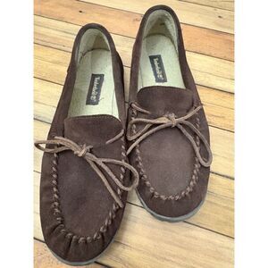 Timberland Moccasins Mens size 12 Dark Brown, Suede , Ties